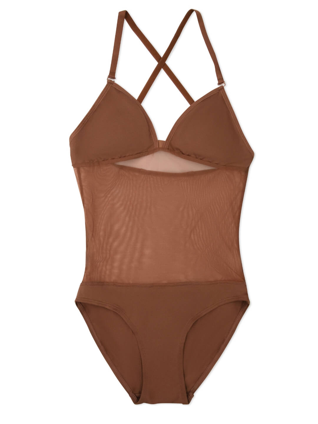 Plunge Neck Mesh Midriff Leotard - Girls