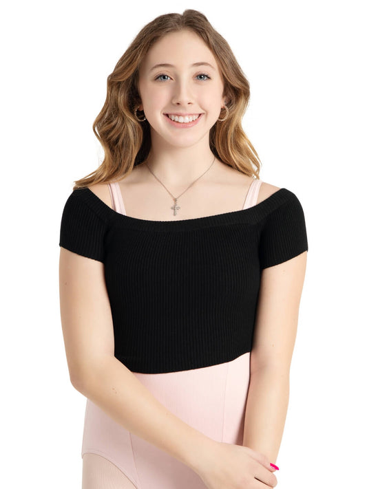 Capezio - Ribbed Knit Cropped Sweater