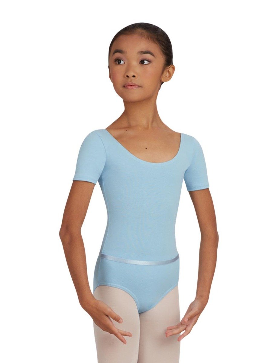 Scoop Neck Short Sleeve Leotard - Girls