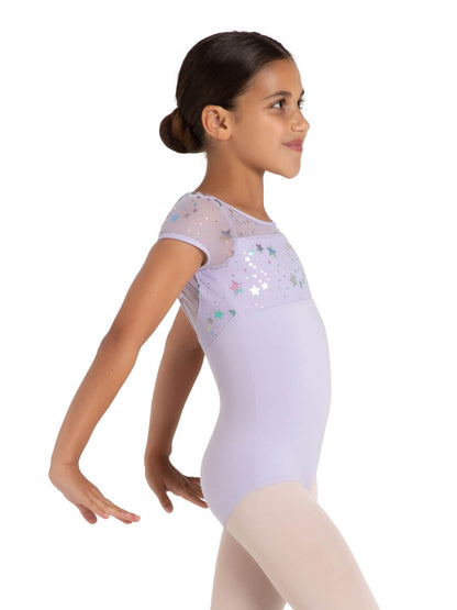 Star Struck Galaxy Short Sleeve Leotard - Girls