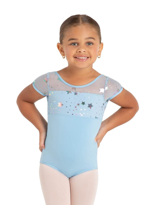 Star Struck Galaxy Short Sleeve Leotard - Girls