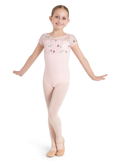 Star Struck Galaxy Short Sleeve Leotard - Girls