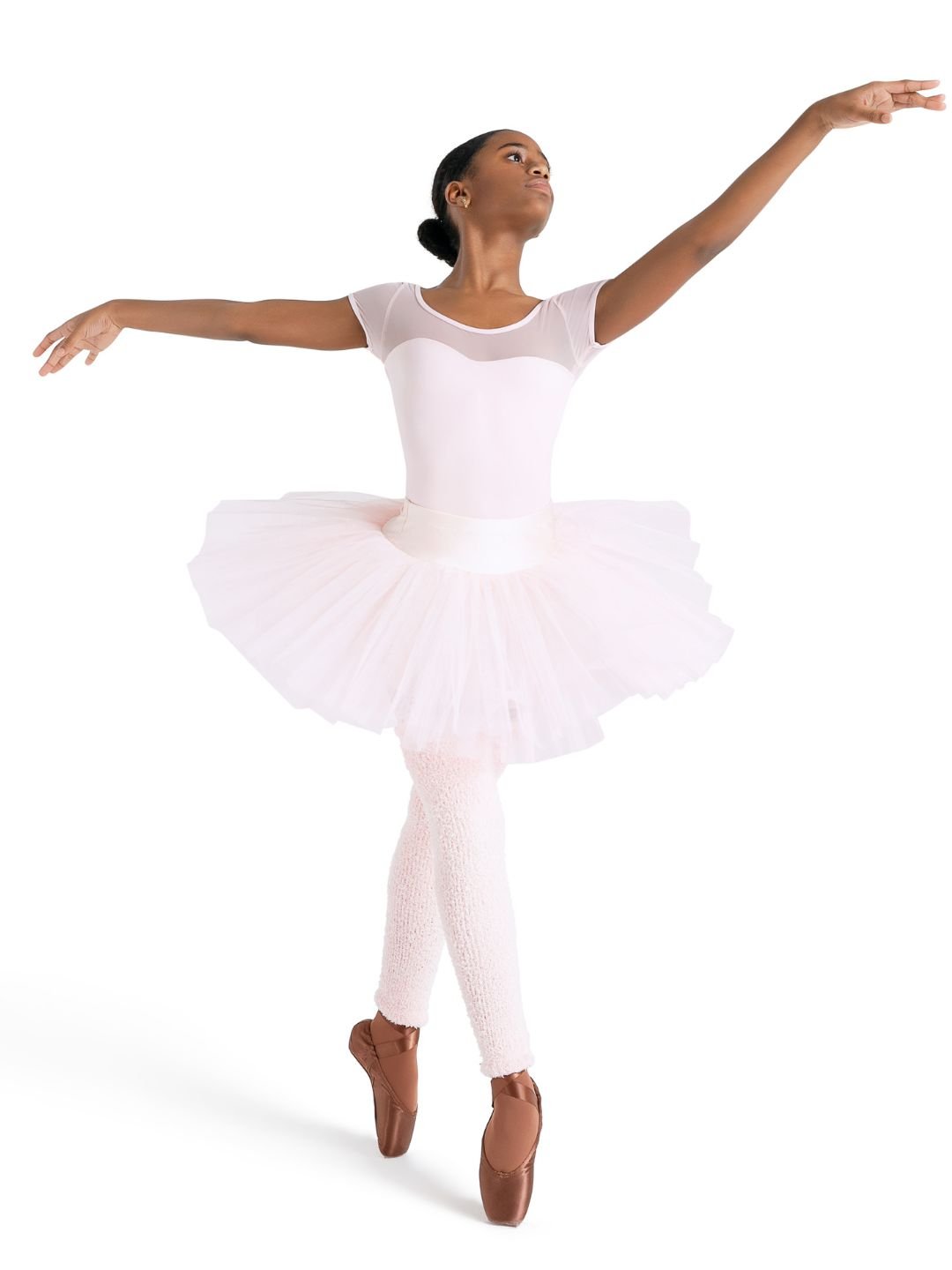 Studio Collection Mesh Yoke Short Sleeve Leotard - Girls