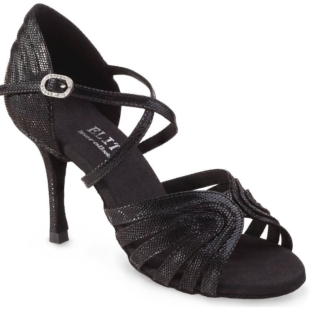 Handcrafted black dance sandal ELITE BARBARA with elegant design and comfort features for dancers.