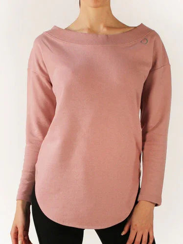 MAXI SWEATSHIRT IN NON-BRUSHED FABRIC WITH OPEN BACK NECKLINE - Miss Salsa