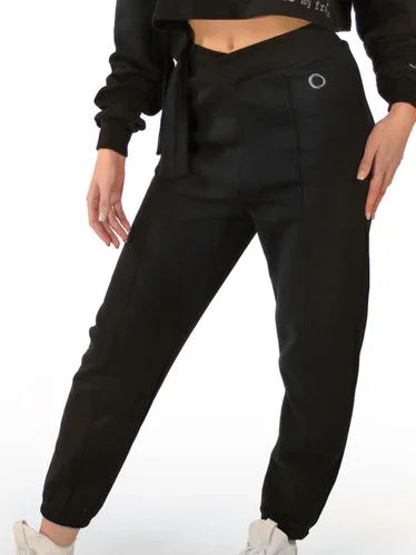 NON-BRUSHED PALAZZO TROUSERS WITH HIGH CROSSED WAIST - Miss Salsa