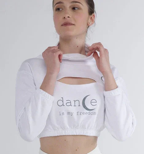 CUT OUT CROP TOP SWEATSHIRT WITH ELASIC WAIST AND NON-BRUSHED SWEATHER - Miss Salsa