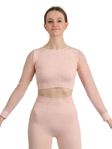 SEAMLESS T-SHIRT WITH TULLE - Miss Salsa