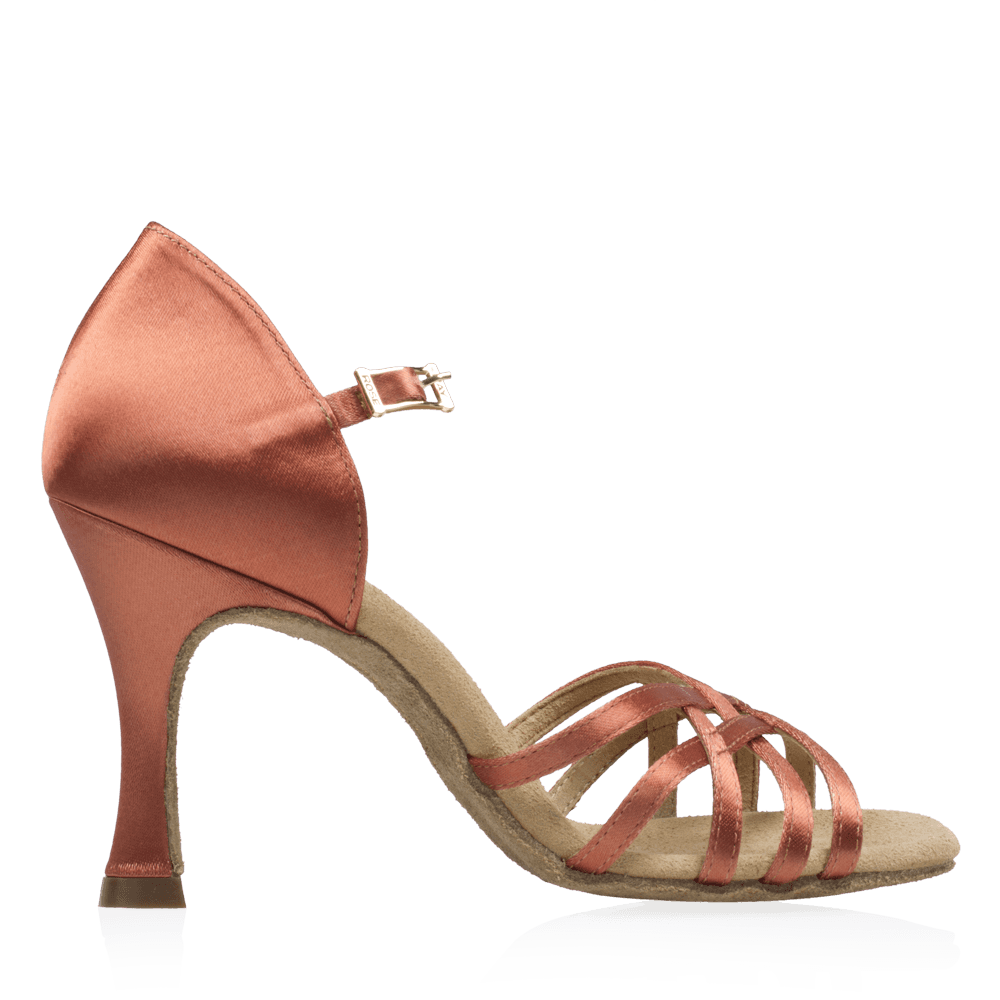 Ray Rose - H860-X Kalahari Xtra | Dark Tan Satin | Dames Latin Dansschoenen