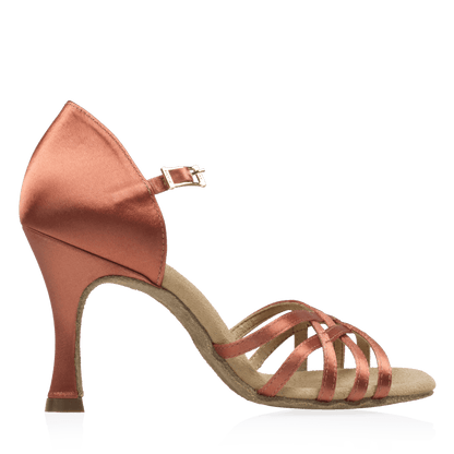 Ray Rose - H860-X Kalahari Xtra | Dark Tan Satin | Dames Latin Dansschoenen