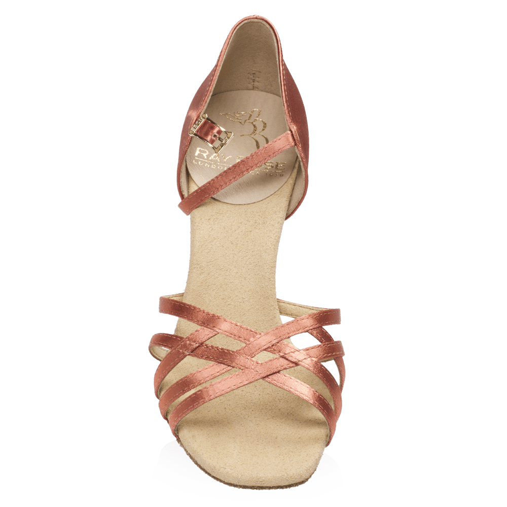 Ray Rose - H860-X Kalahari Xtra | Dark Tan Satin | Dames Latin Dansschoenen