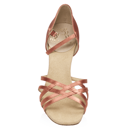 Ray Rose - H860-X Kalahari Xtra | Dark Tan Satin | Dames Latin Dansschoenen