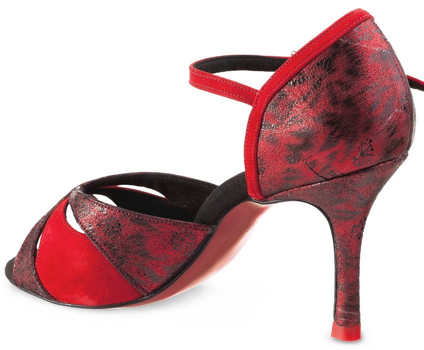 Elegant Rummos Kizomba 268-028 red and black dance shoe with high heel, perfect for Kizomba dancers.