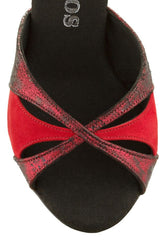 Elegant red and black Rummos Kizomba 268-028 dance shoe with stylish cross-strap design and soft materials.