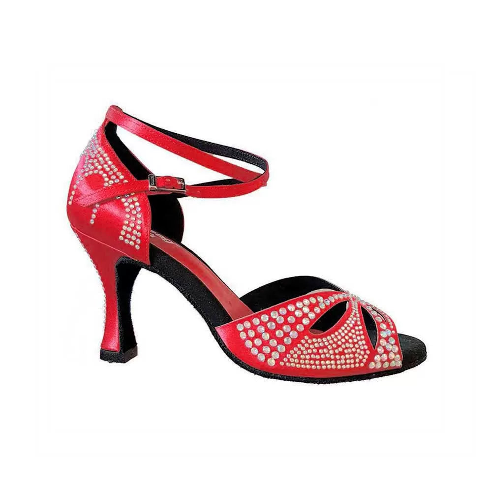 Lidmag L2 red dance shoes with strass and glitter, designed for stability and comfort during long dance sessions.