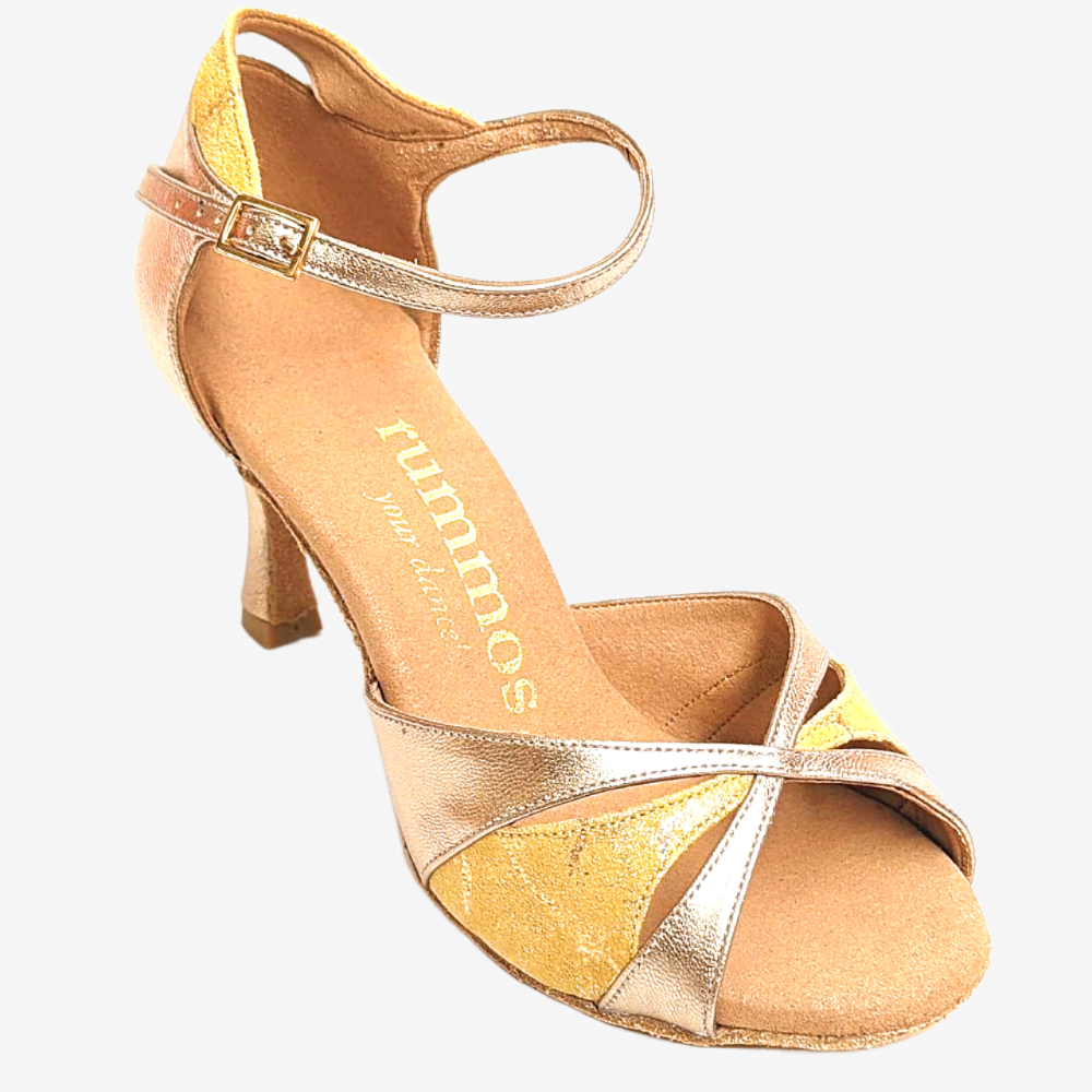 Handcrafted Elite Paloma Platinium sandal with soft materials, double cushioning, and elegant design for dance comfort.