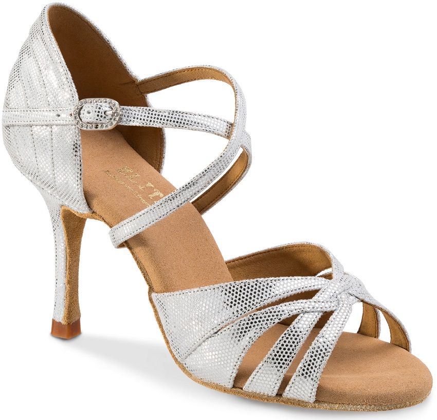 Elegant silver "Wear & Dance" sandal with flexible design and comfortable fit for dancers.