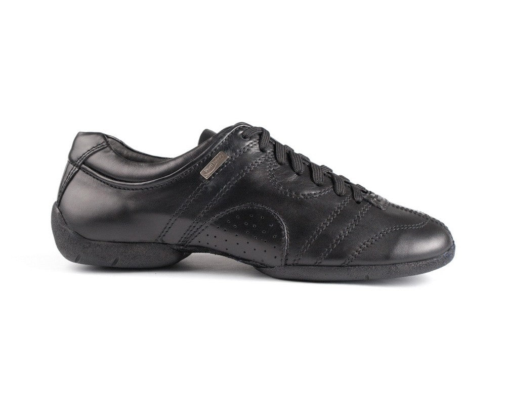 PortDance PD Casual 001 Black Leather dancing shoes with flexible sole for comfort and grip, perfect for daily wear.