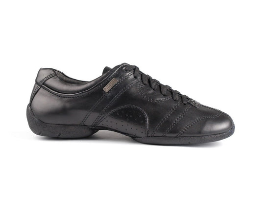 PortDance PD Casual 001 Black Leather dancing shoes with flexible sole for comfort and grip, perfect for daily wear.