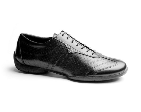 PortDance PD Pietro Street black leather dance shoes with rubber sole for grip and comfort, handmade in Portugal.