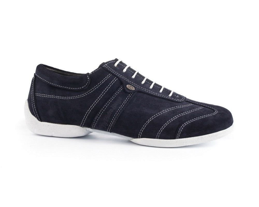 PortDance PD Pietro Street Blue nubuck shoes with white sole, designed for dance and casual wear, featuring breathable and flexible design.