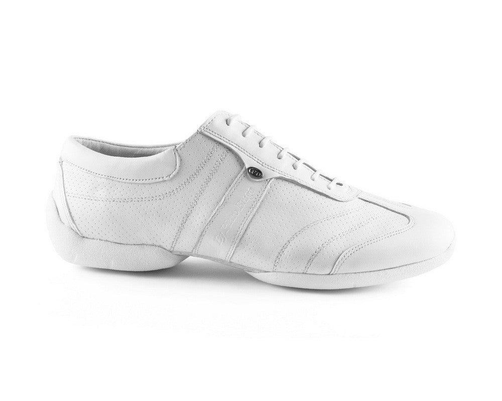 PortDance PD Pietro Street White Leather dance shoes with rubber sole, perfect for dancing and daily wear.