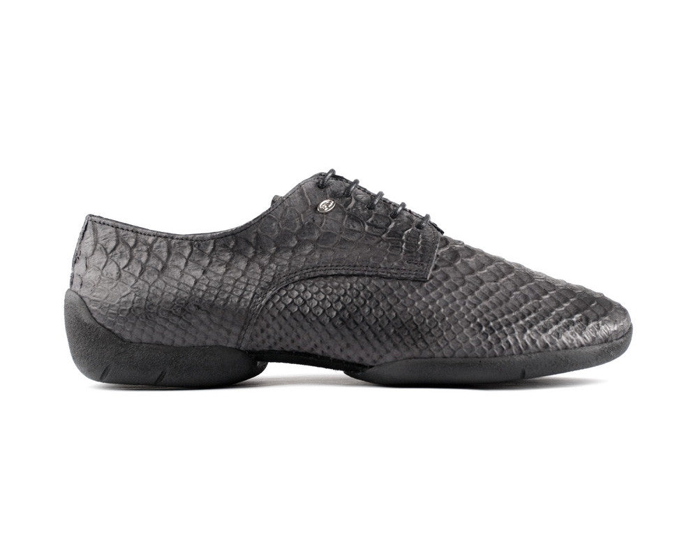 PortDance PD Salsa 001 Grey Snake salsa dancing shoes with grey snake leather finish and suede sole.