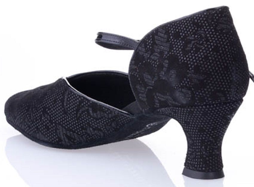 Rummos R543 111-035 black ballroom dance shoe with 2" heel, featuring elegant design and comfortable fit for Latin dancing.