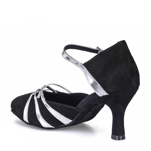 Rummos R360 024-009 black and silver dance shoe, featuring double cushioning and natural cork technology.