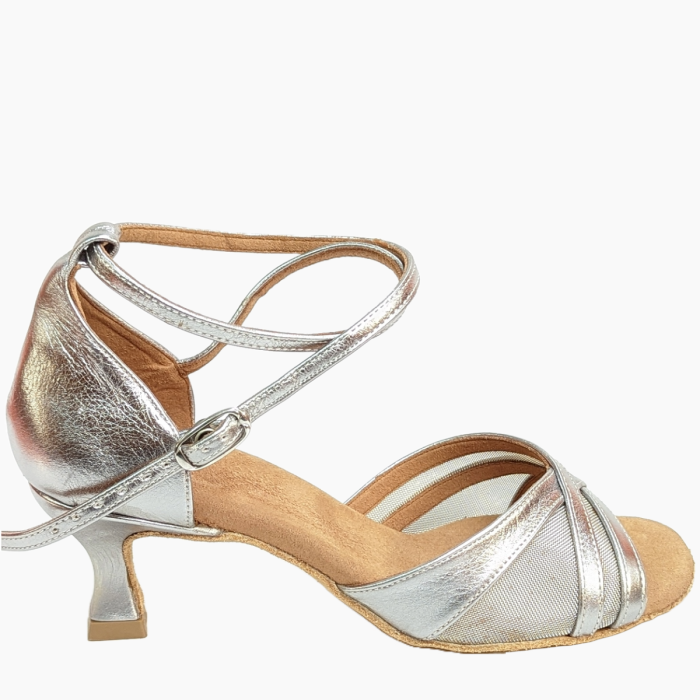 Comfortable silver Latin dance sandal Rummos R370 009V with double cushioning for stability and support.