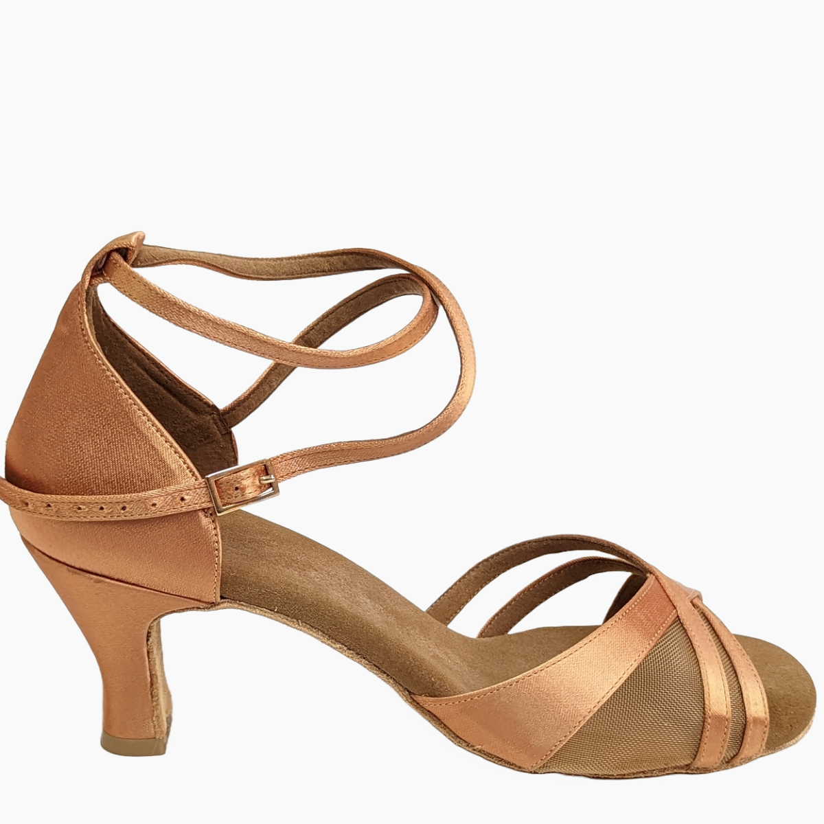 Rummos R370 047 Latin dance sandals in soft satin, featuring flexible straps and a comfortable heel for salsa.