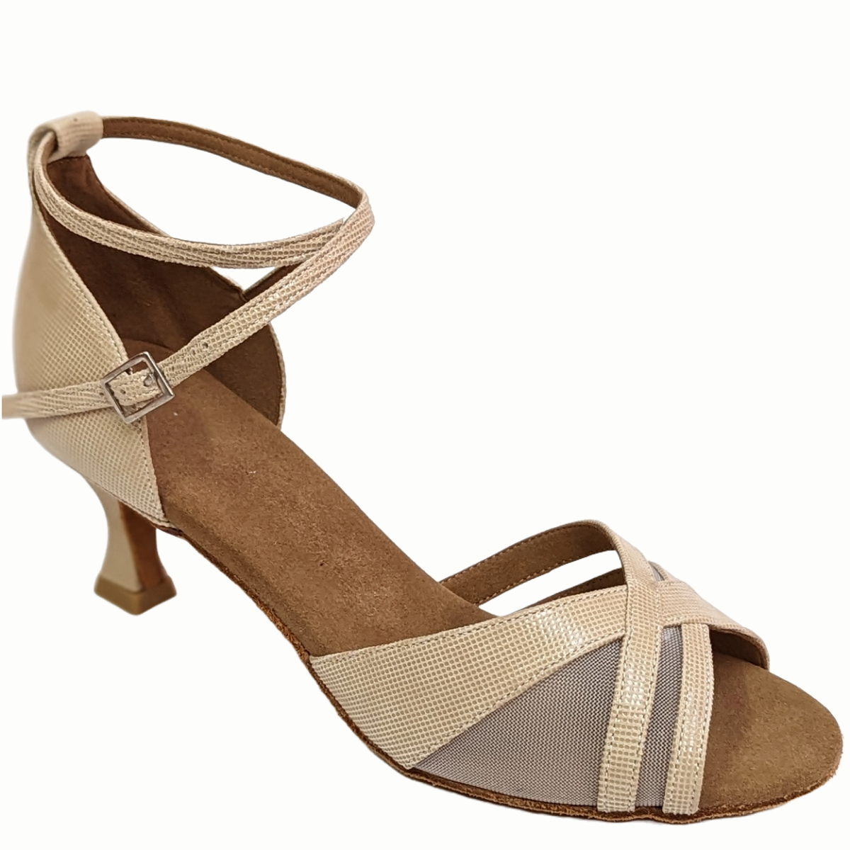 Rummos R370 063 elegant Latin dance shoe with V-cut, adjustable ankle strap, and 5 cm heel for comfort and stability.