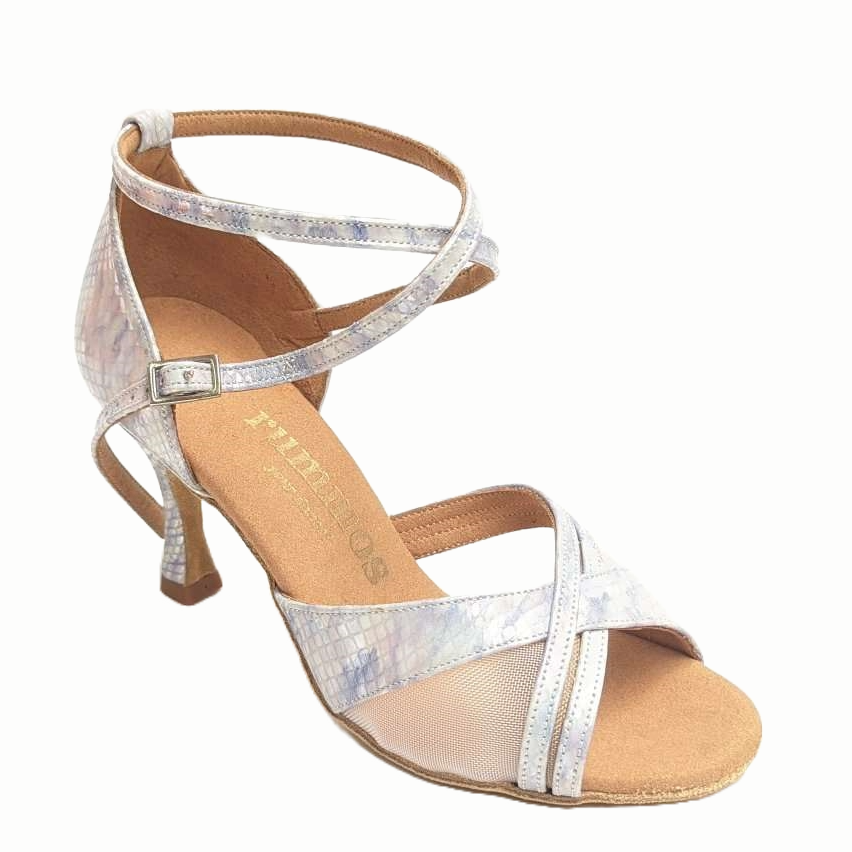 Rummos R370 090 elegant Latin dance shoe with V-cut design and adjustable ankle strap for comfort and stability.