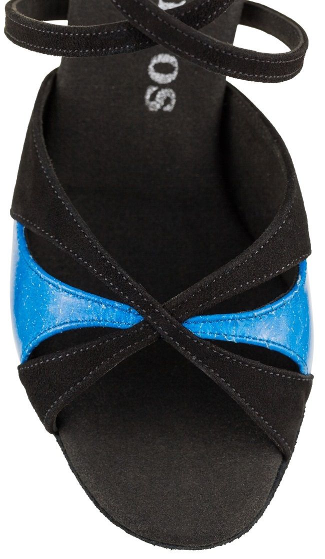 Rummos Emma 024-712 black and blue handmade sandal, designed for comfort in salsa and tango dancing.