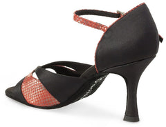 Rummos Emma 041-057 black and red sandal, hand-crafted, designed for comfort and flexibility in Latin dance.