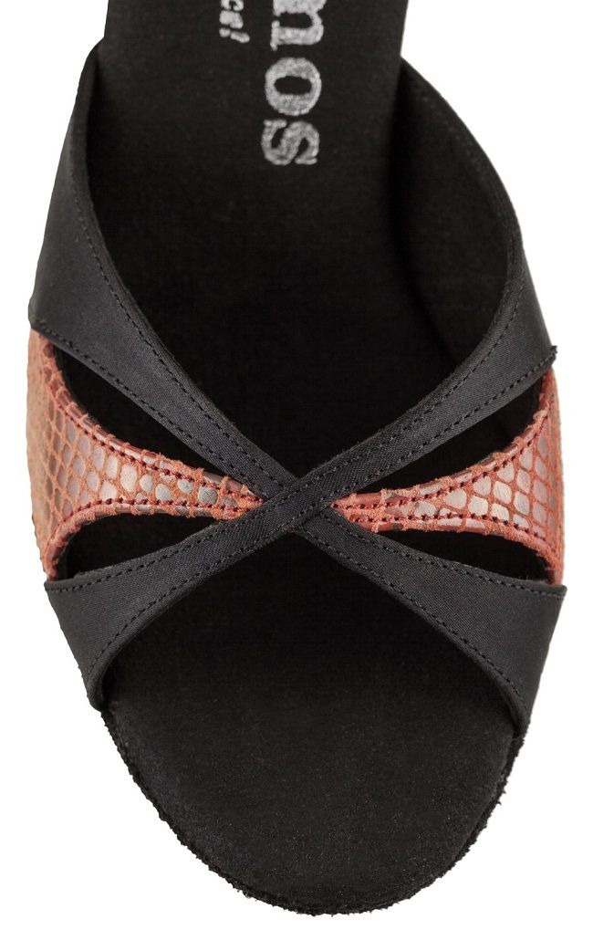 Rummos Emma 041-057 stylish black and copper sandal with soft materials and elegant cross-strap design.