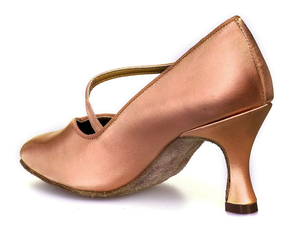 Elegant rose gold Rummos R395 dance shoe with adjustable strap and suede sole for optimal performance.