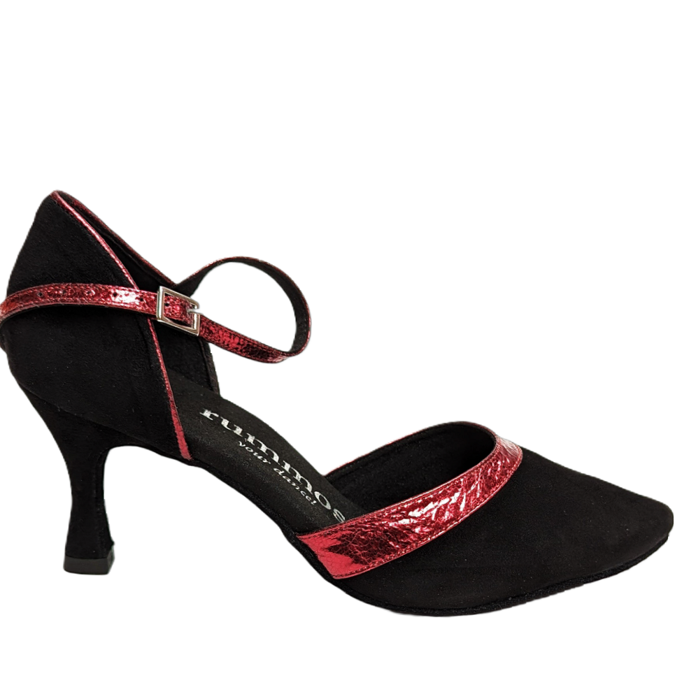 Rummos R407 024-718 elegant black and red dance shoe with flexible insole and stylish design for comfort and stability.