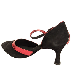 Rummos R407 024-718 elegant black dance shoe with red accents, featuring a comfortable design and stylish look.