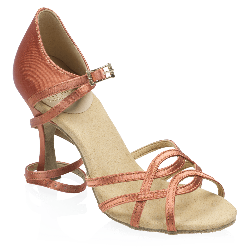 840-X Gobi Xtra | Dark Tan Satin | Ladies Latin Dance Shoes