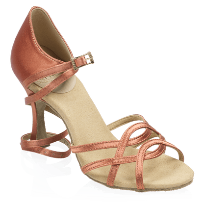 840-X Gobi Xtra | Dark Tan Satin | Ladies Latin Dance Shoes