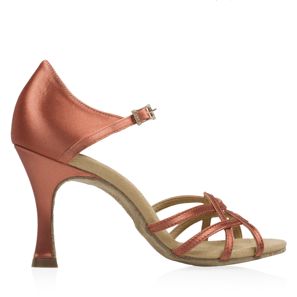 Ray Rose - 840-X Gobi Xtra | Dark Tan Satin | Dames Latin Dansschoenen