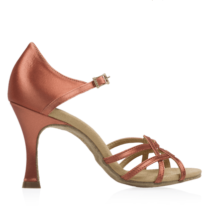 Ray Rose - 840-X Gobi Xtra | Dark Tan Satin | Dames Latin Dansschoenen