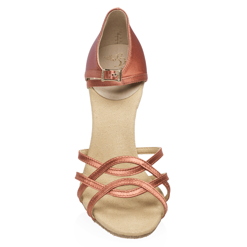 Ray Rose - 840-X Gobi Xtra | Dark Tan Satin | Dames Latin Dansschoenen
