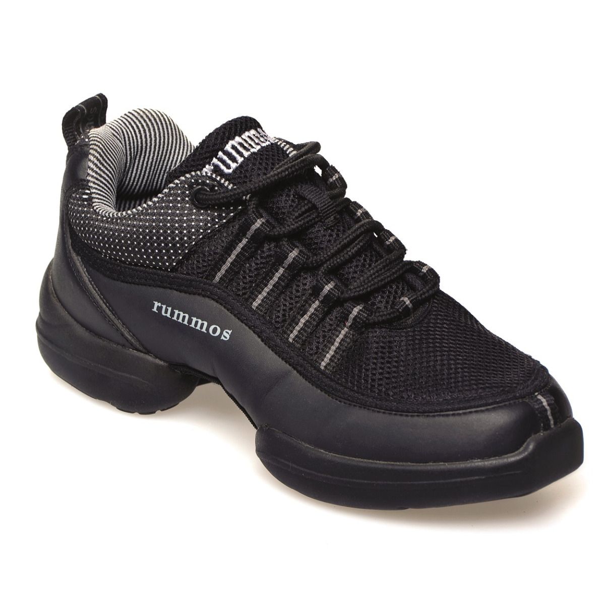 Rummos RS02 Black shoes featuring responsive cushioning and a sleek design for comfort and style.