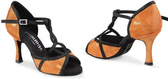 Rummos Santigold 548-061 Latin dance shoes in orange and black, ideal for Salsa, Tango, and Kizomba with exceptional comfort.