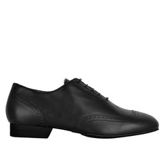 Elegant black nappa leather dance shoes with ergonomic fit and durable suede sole for optimal performance.