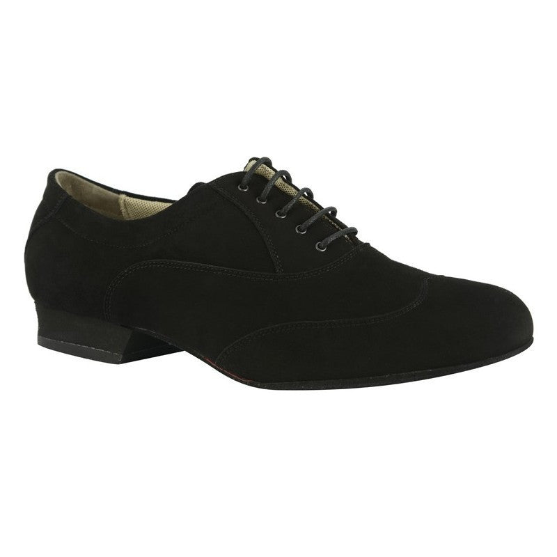 Tangolera 100 Camoscio Nero elegant black suede men's dance shoe with lace-up design and comfortable fit.