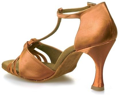 Elite Chris 048 professional dance shoe in bronze with T-strap design and elegant heel for optimal performance and comfort.