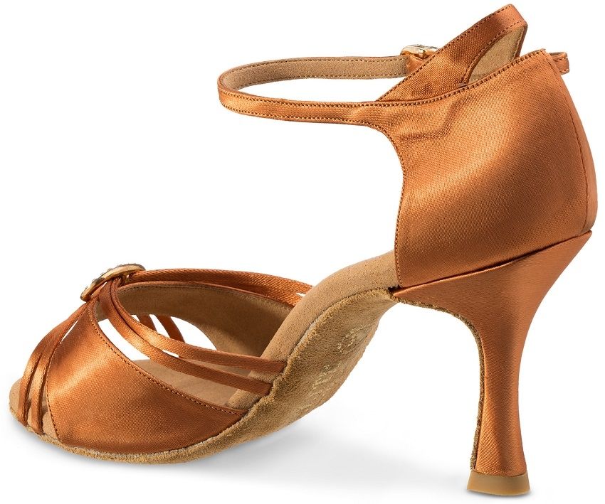 Elite Bella professional dance shoe in elegant satin orange, featuring a balanced heel and breathable design for optimal performance.